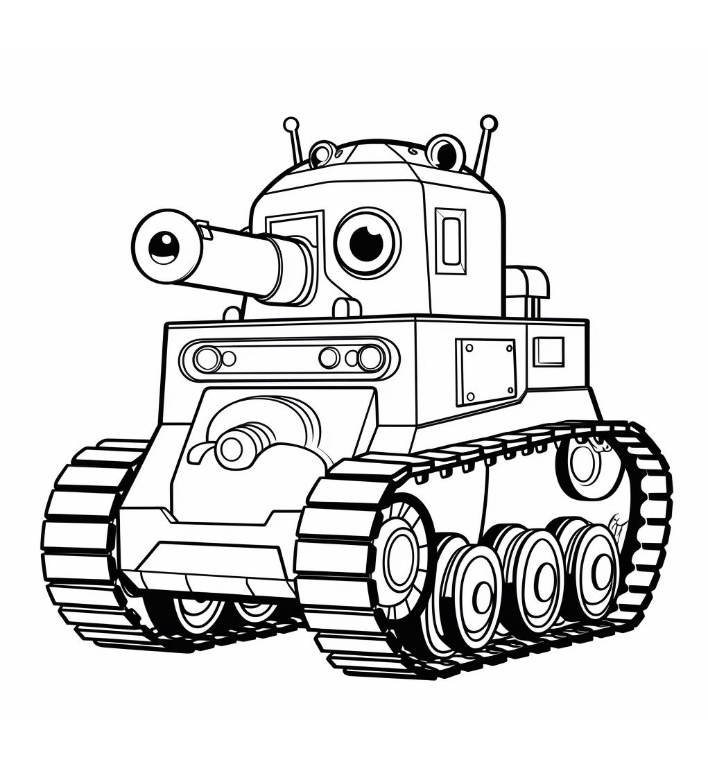 Ausmalbild Armee Panzer zum Ausdrucken