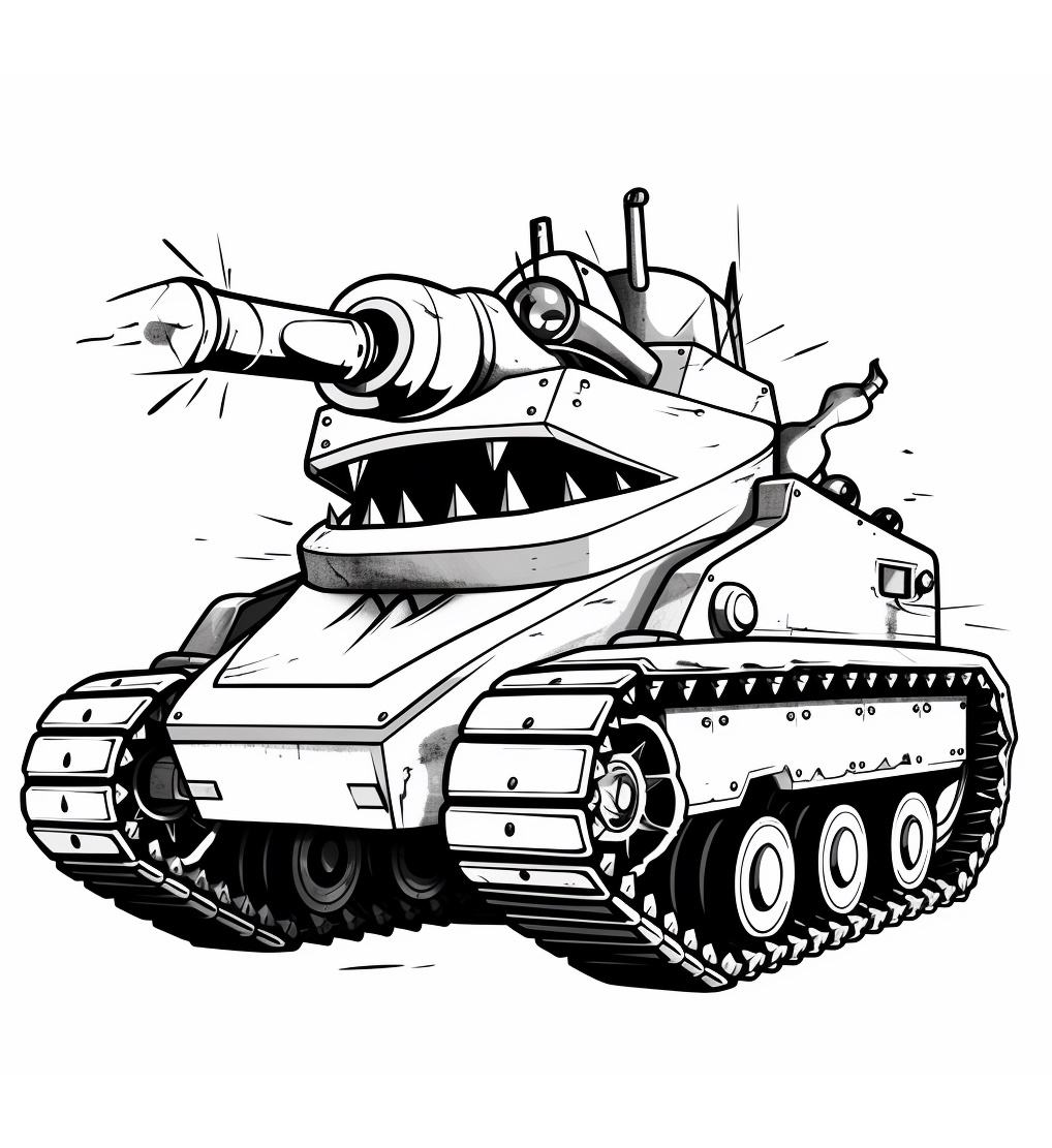 Ausmalbild Militär Panzer zum Ausdrucken und Herunterladen