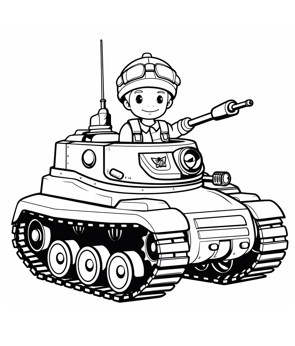 Ausmalbild Panzer und Kleine Soldat Malvorlagen zum Ausdrucken