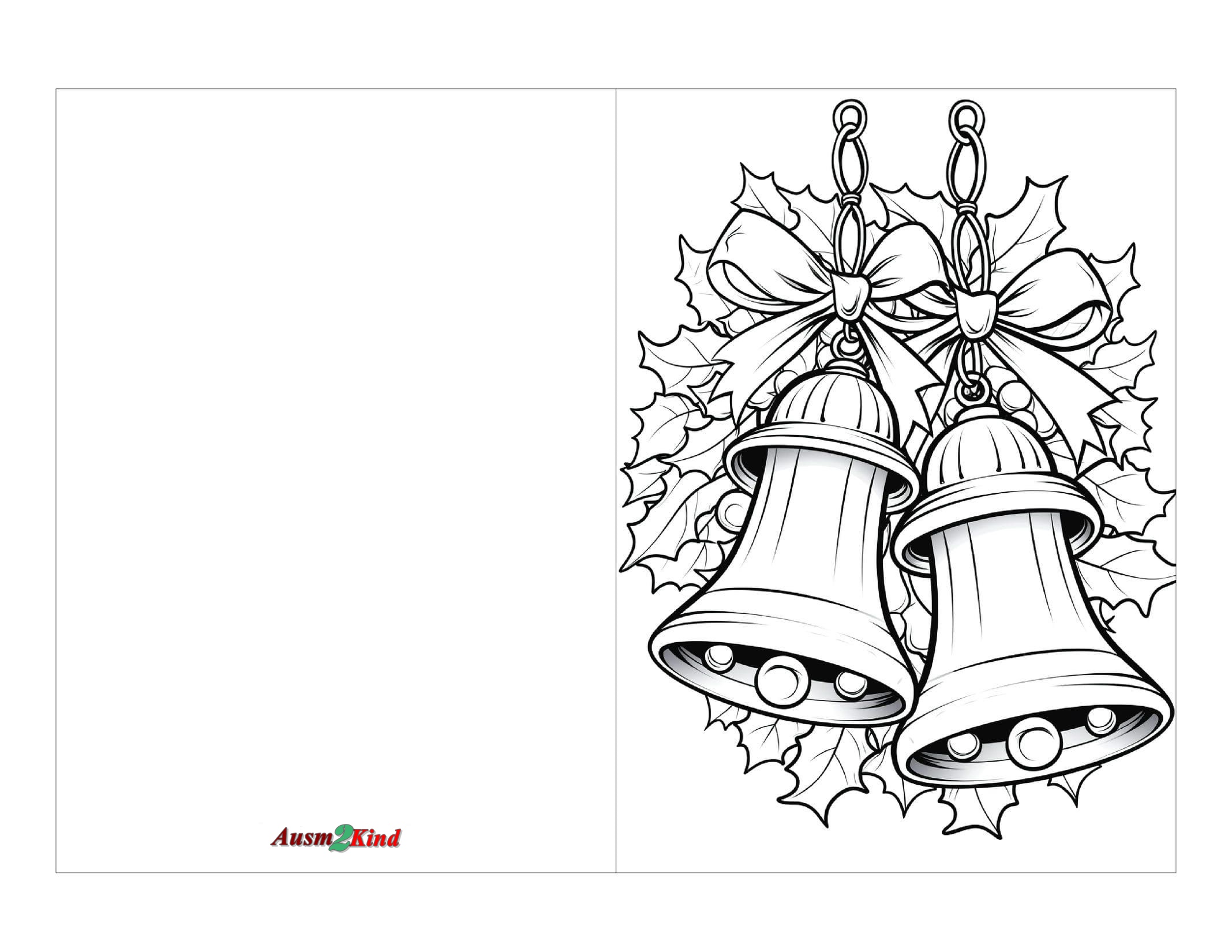 Ausmalbild Weihnachtskarten zum Ausdrucken mit Glocken zum Ausmalen
