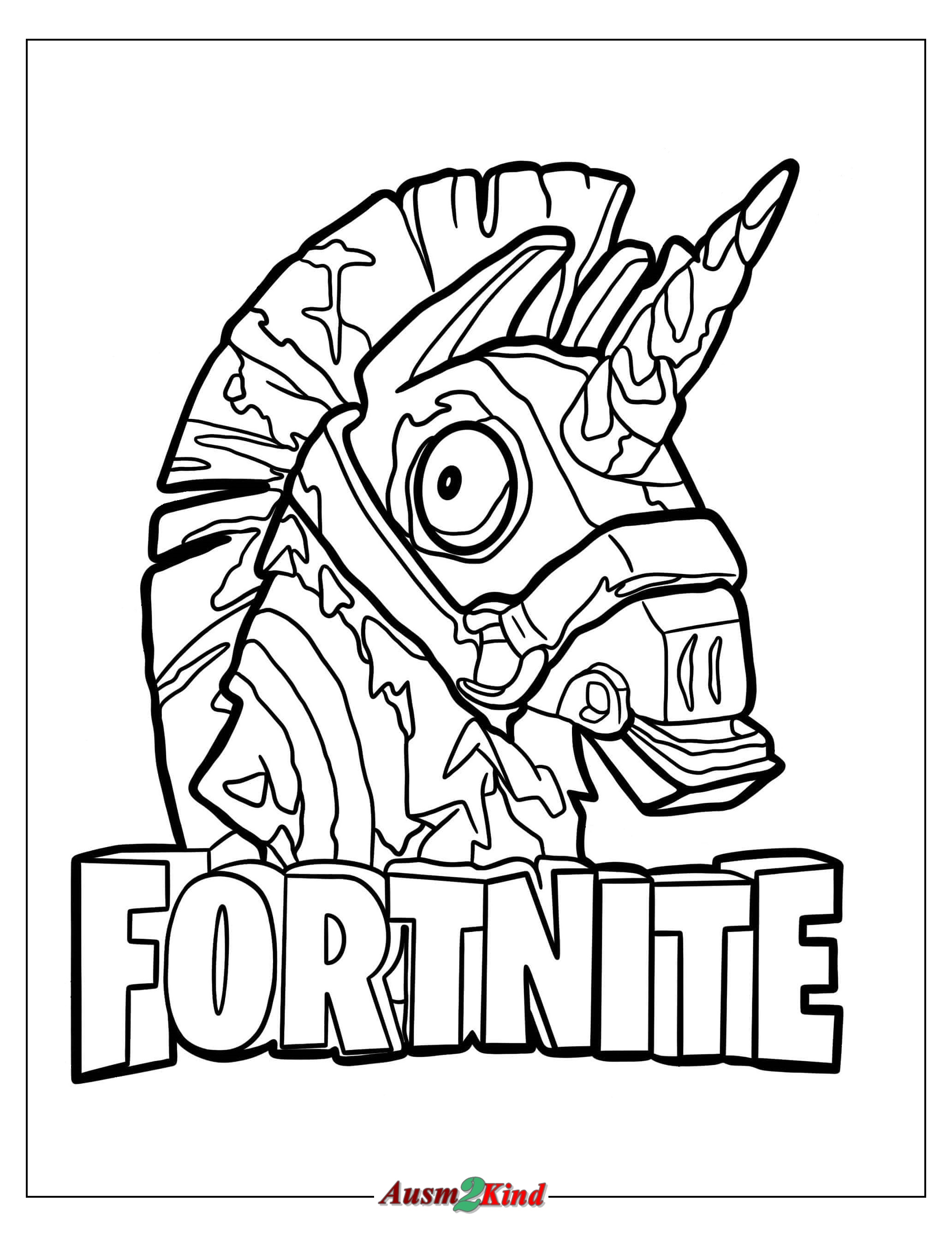Ausmalbild Fortnite Lama und Logo