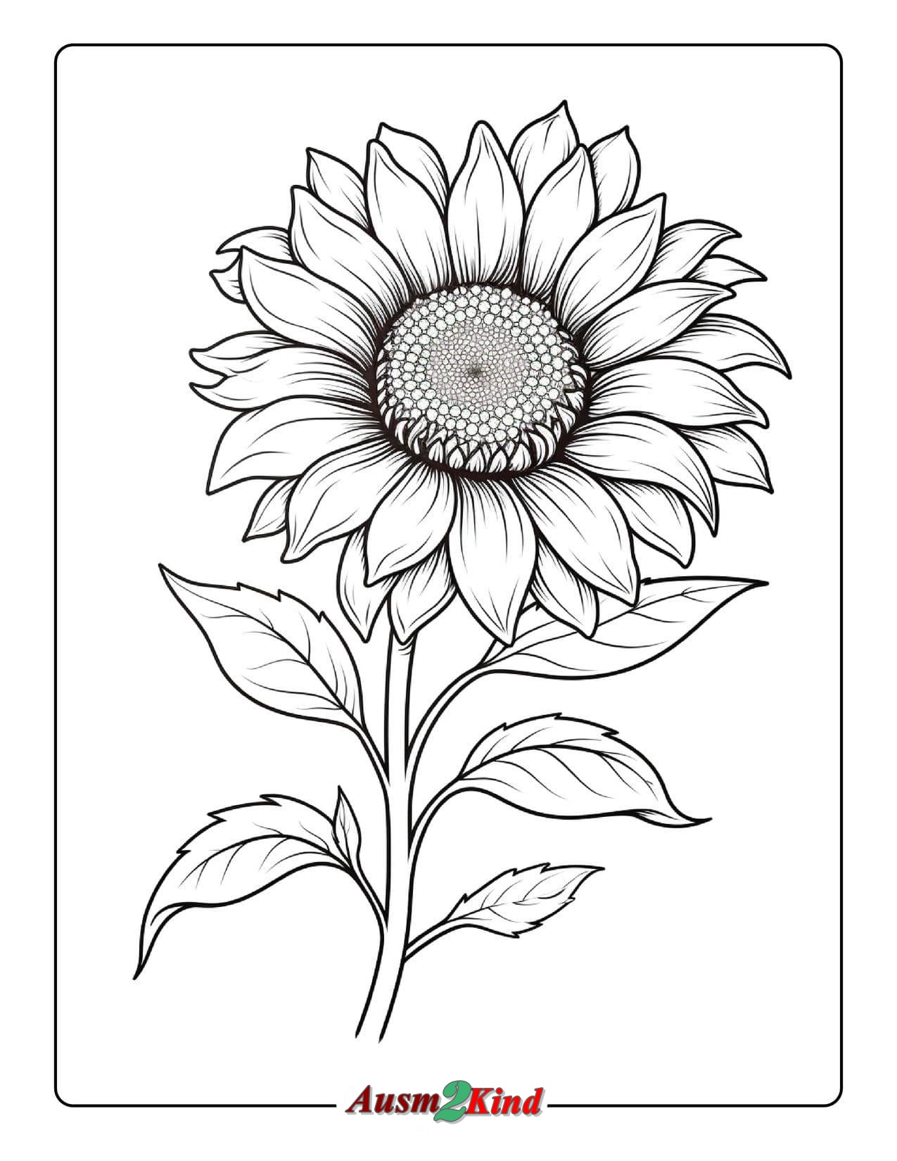 Blühende Sonnenblume Ausmalbild Kostenlos als PDF
