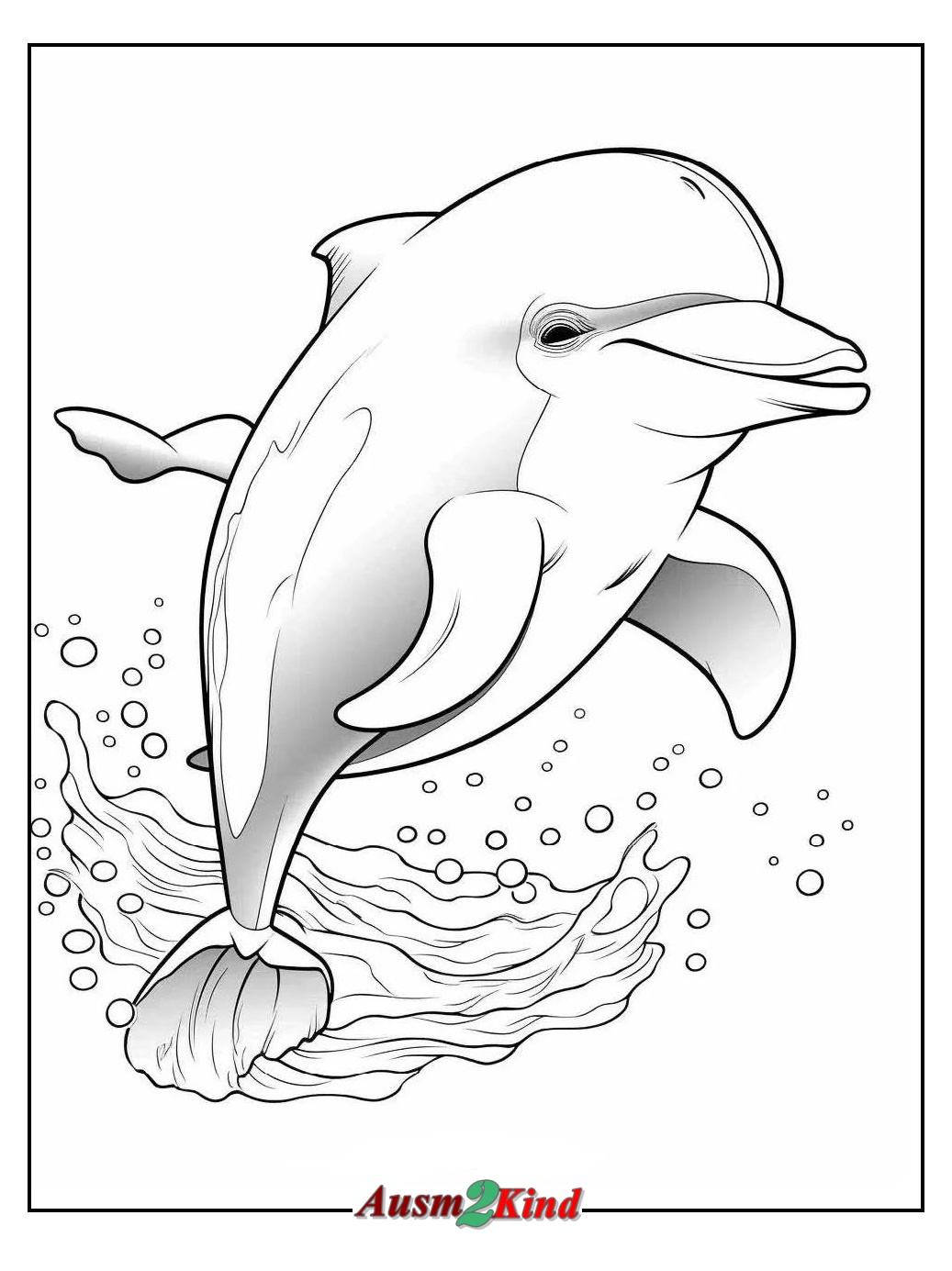 Ausmalbild Delfin von Niedliche Meerestiere Malvorlagen für Kinder