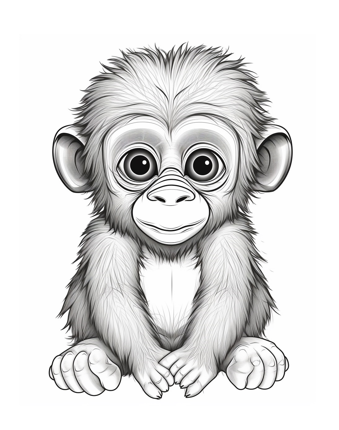 Detaillierte Affe Ausmalbild Kostenlos zum Ausdrucken