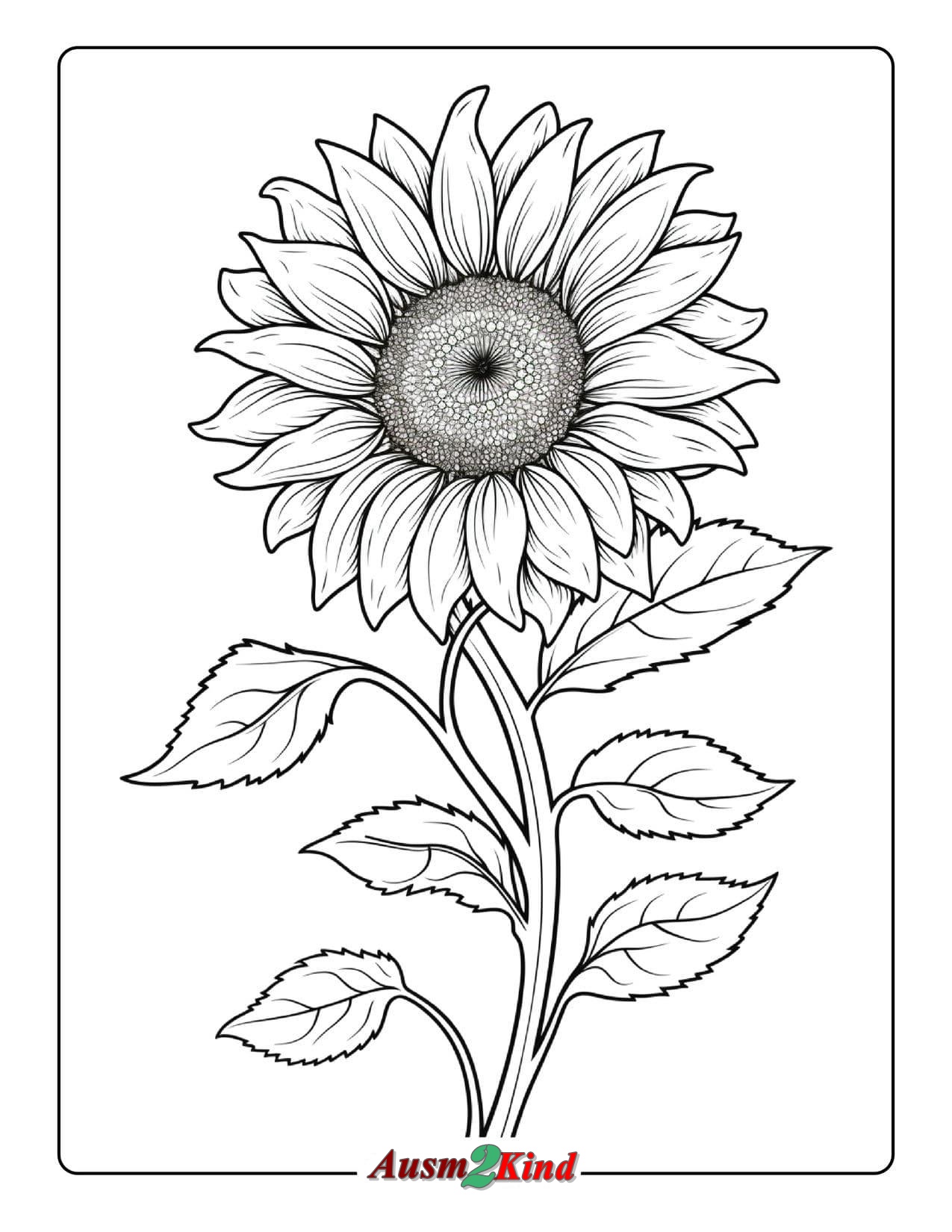Detaillierte Ausmalbild Sonnenblume zum Ausdrucken