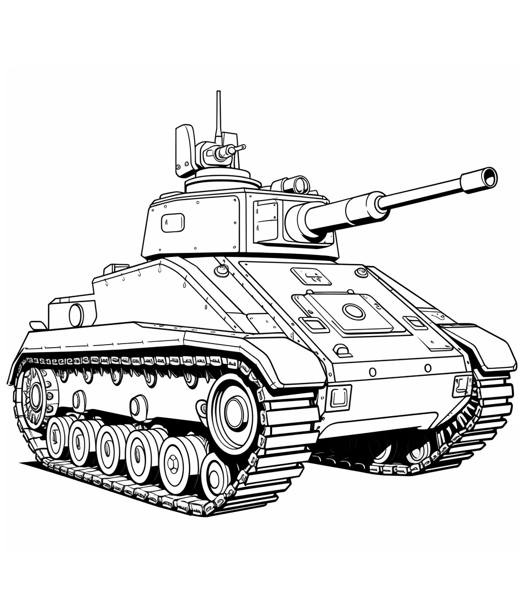 Detaillierter Panzer Ausmalbild Kostenlos zum Ausdrucken