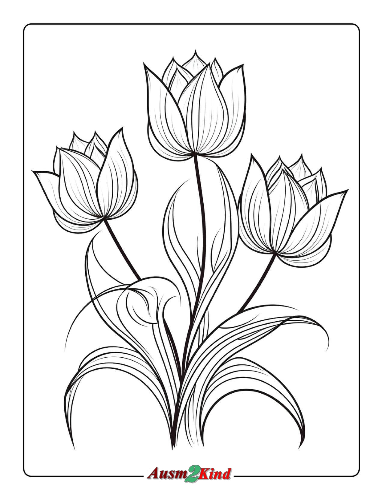 Detailliertes Tulpen Ausmalbilder zum Ausdrucken