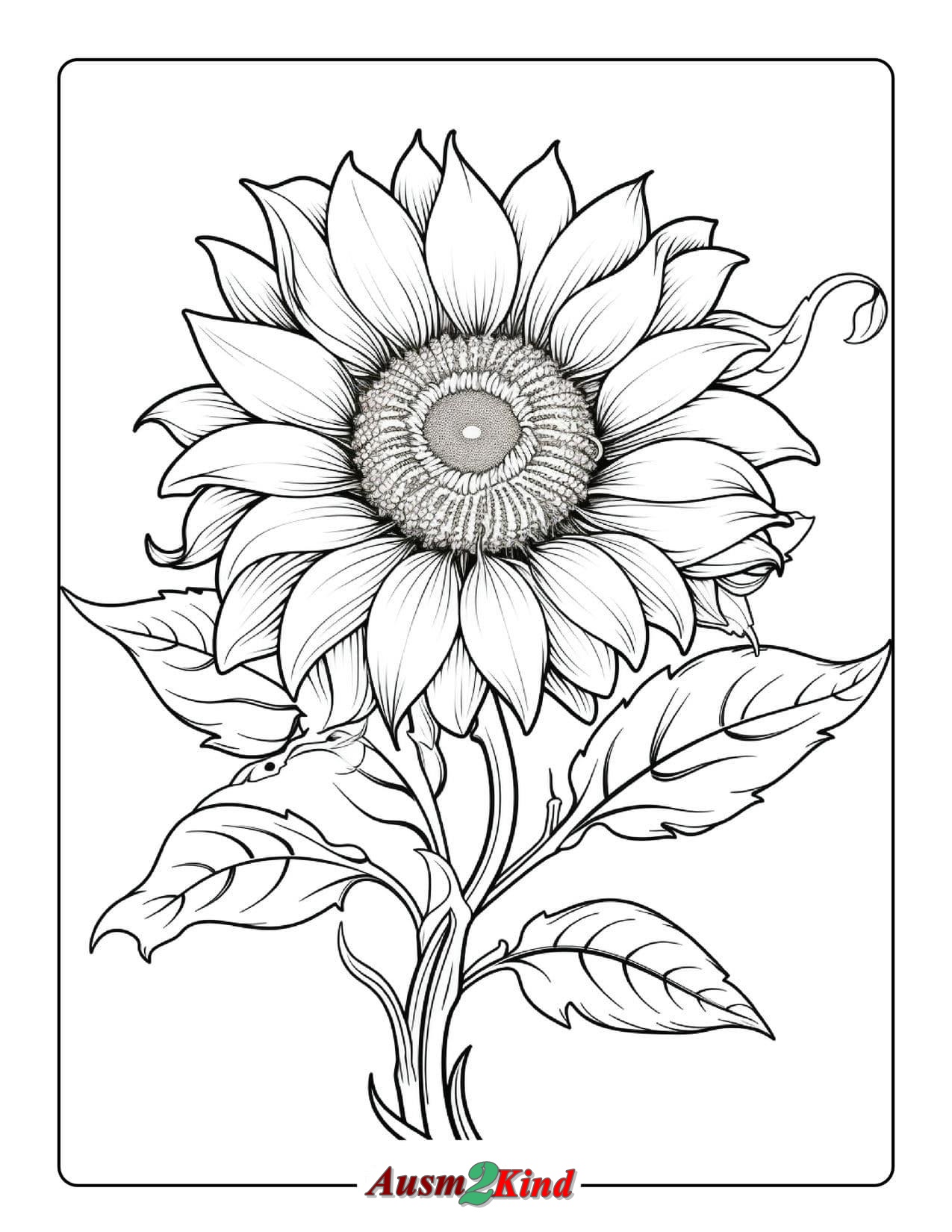 Einfache Ausmalbild Sonnenblume zum Ausdrucken