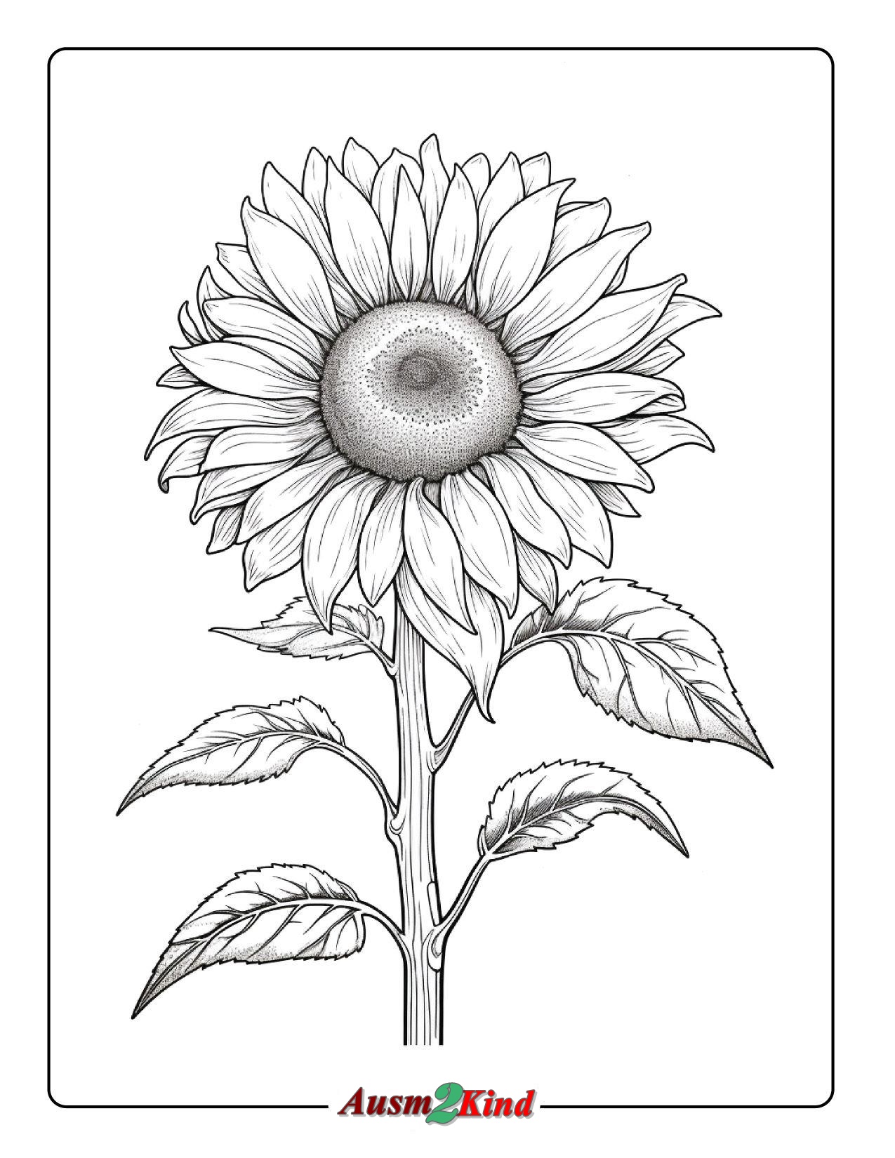 Erwachsener Sonnenblume Ausmalbild zum Ausdrucken und Herunterladen
