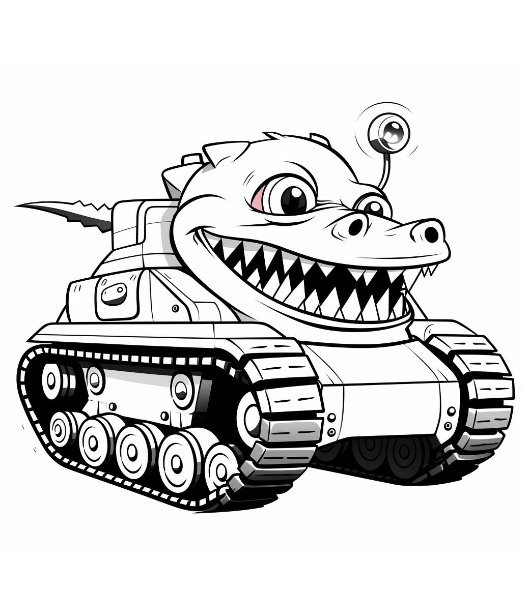 Ausmalbild Militär Panzer für Kinder