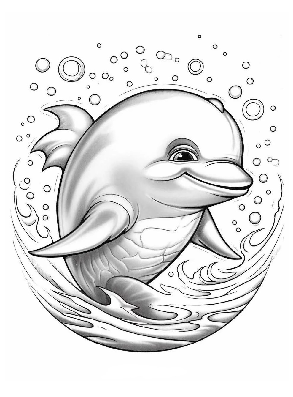 Lustige Delfin Ausmalbild Kostenlos zum Ausdrucken