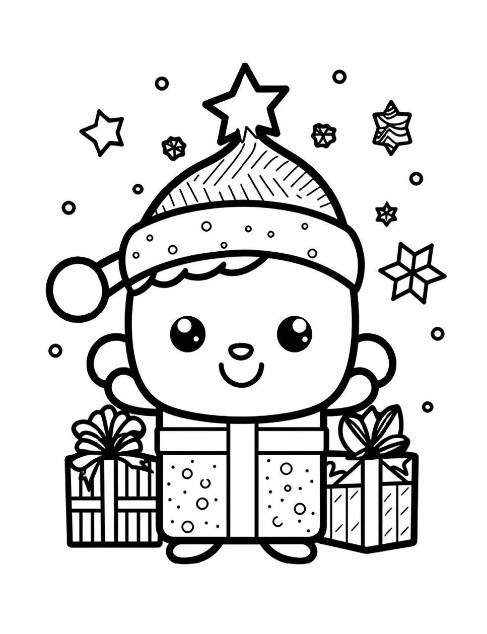 Lustige Kawaii und Weihnachten Geschenk Malvorlagen für Kinder
