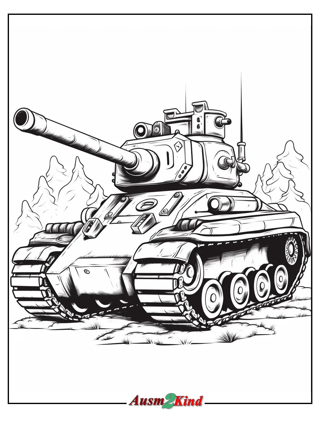 Altes Panzer Ausmalbild zum Ausdrucken als PDF