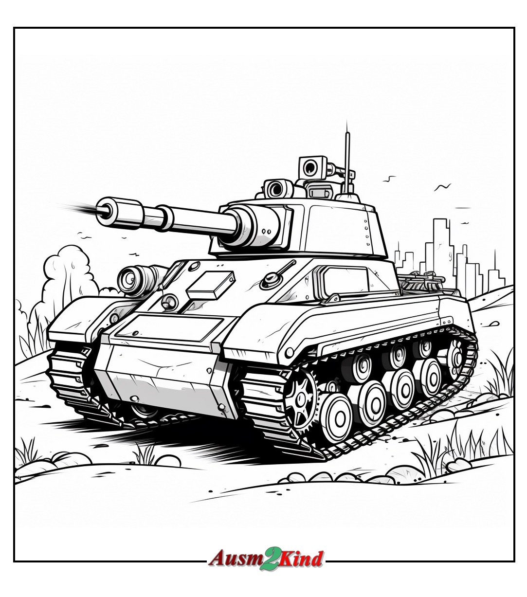 Realistische Panzer Ausmalbild zum Ausdrucken