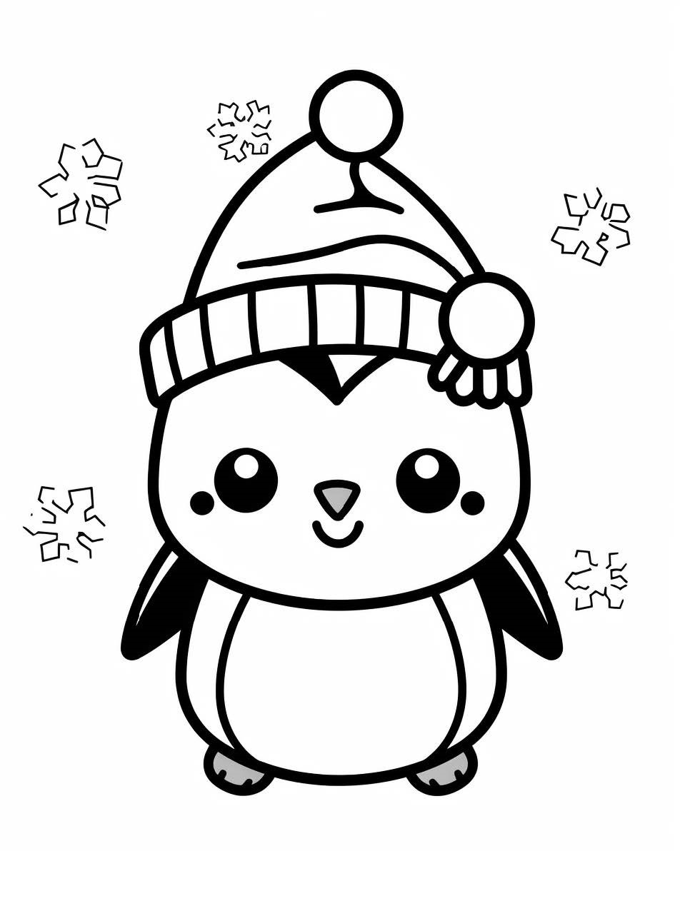 Süße Kawaii Weihnachts Malvorlage Pinguin Kostenlos