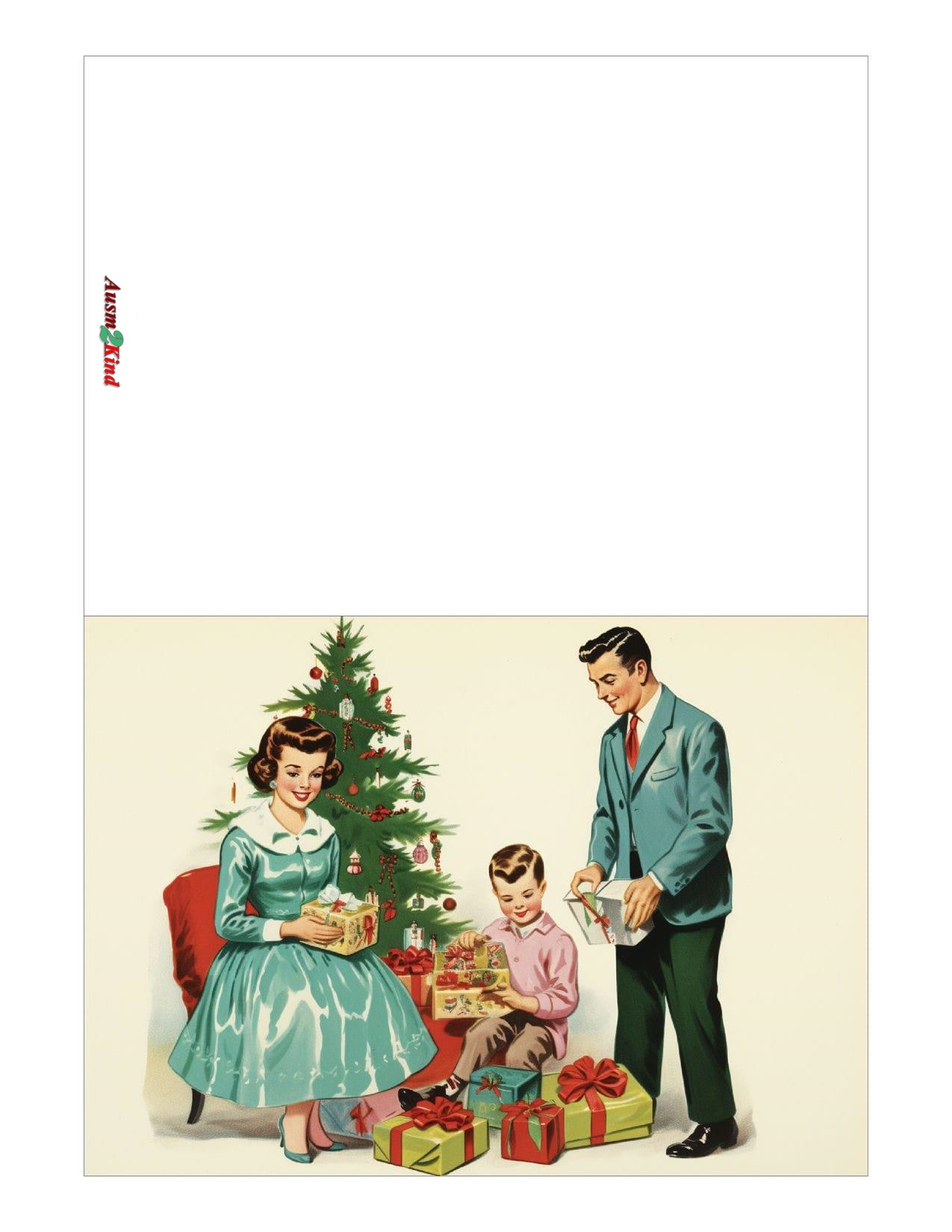 Weihnachtskarten Traditionelle Familie Baum