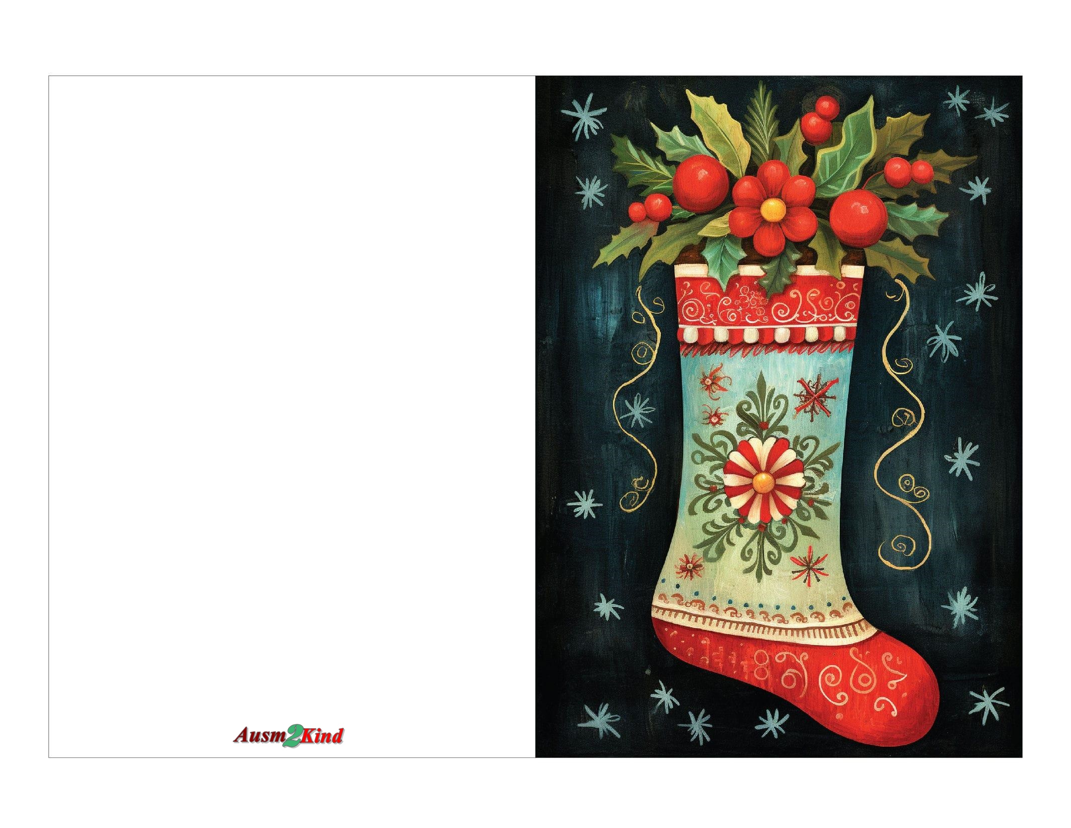 Weihnachtskarten zum Ausdrucken Kuschel Strumpf