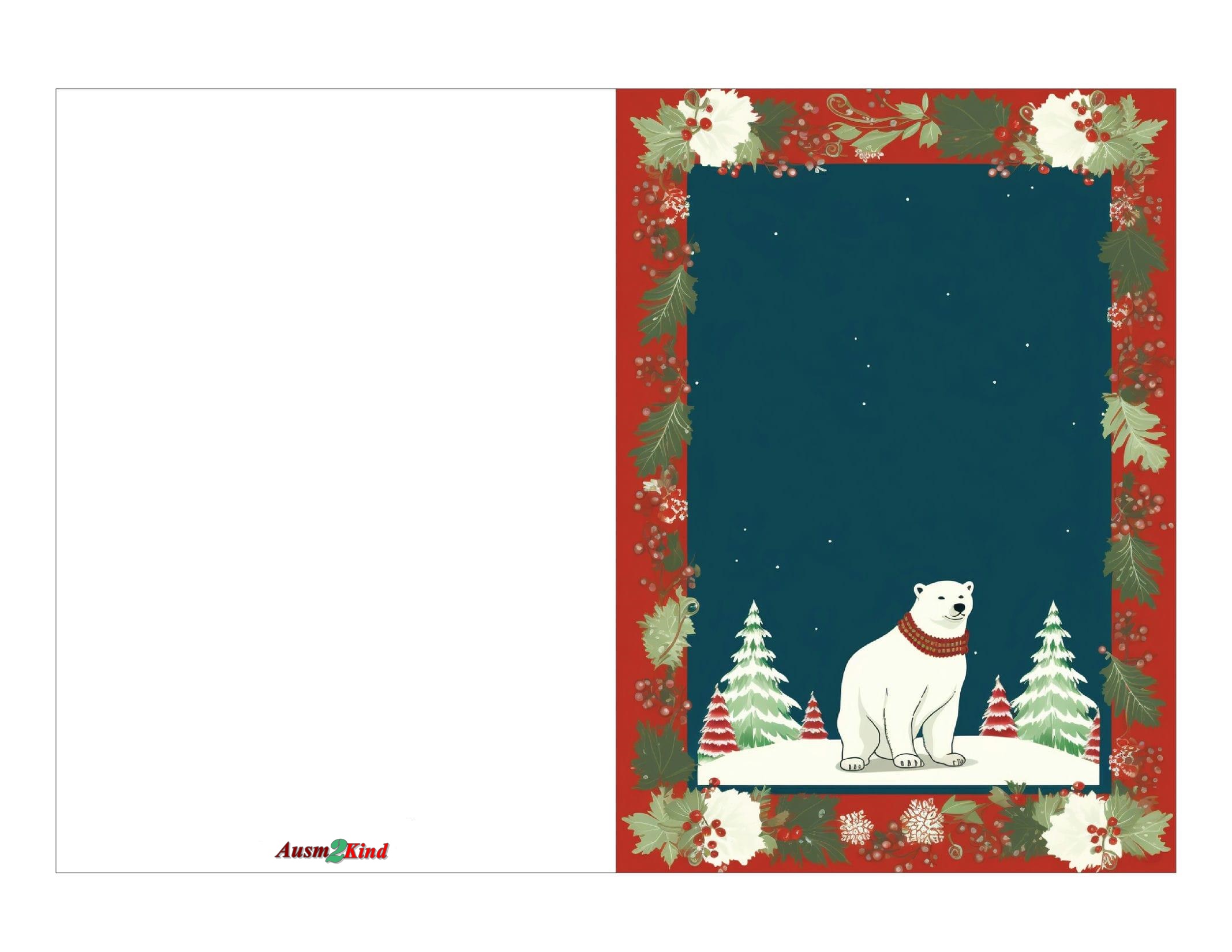 Weihnachtskarten zum Ausdrucken mit Eisbär