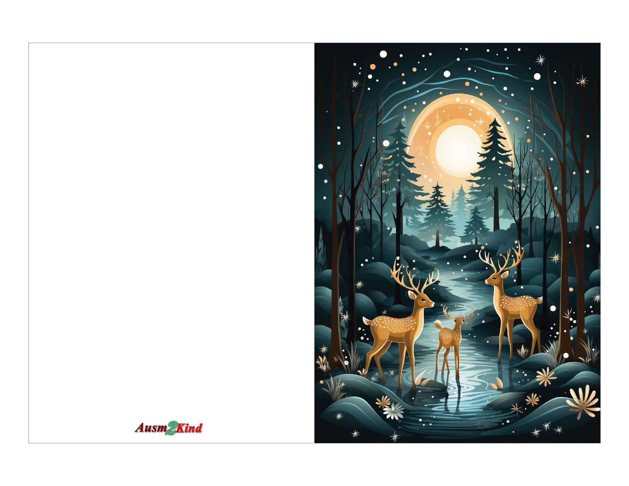 Weihnachtskarten zum Ausdrucken und Magische Waldszene - Kostenlos