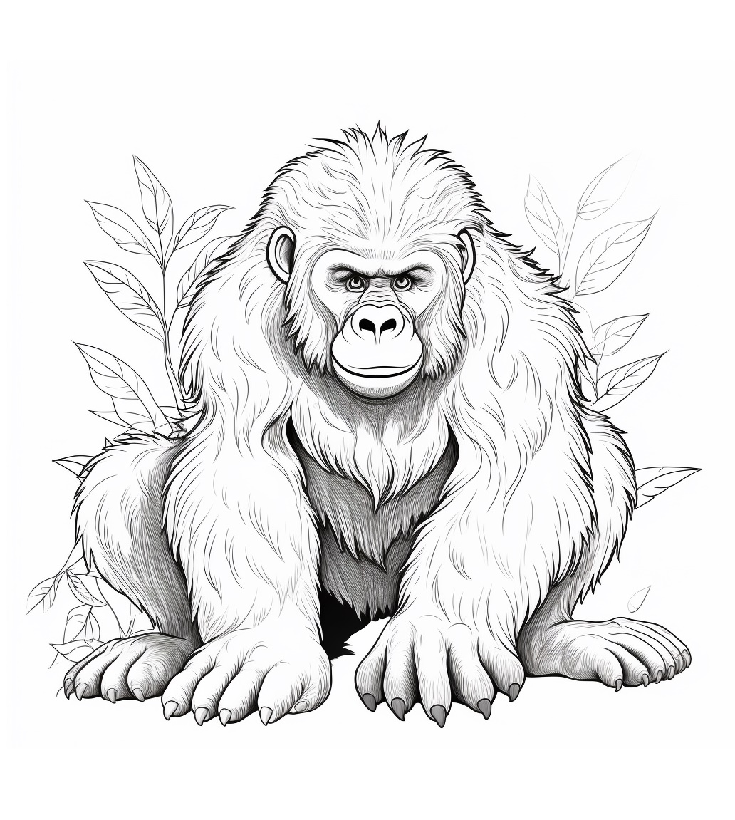 Detaillierte Gorilla Ausmalbilder Kostenlos zum Ausdrucken und Herunterladen