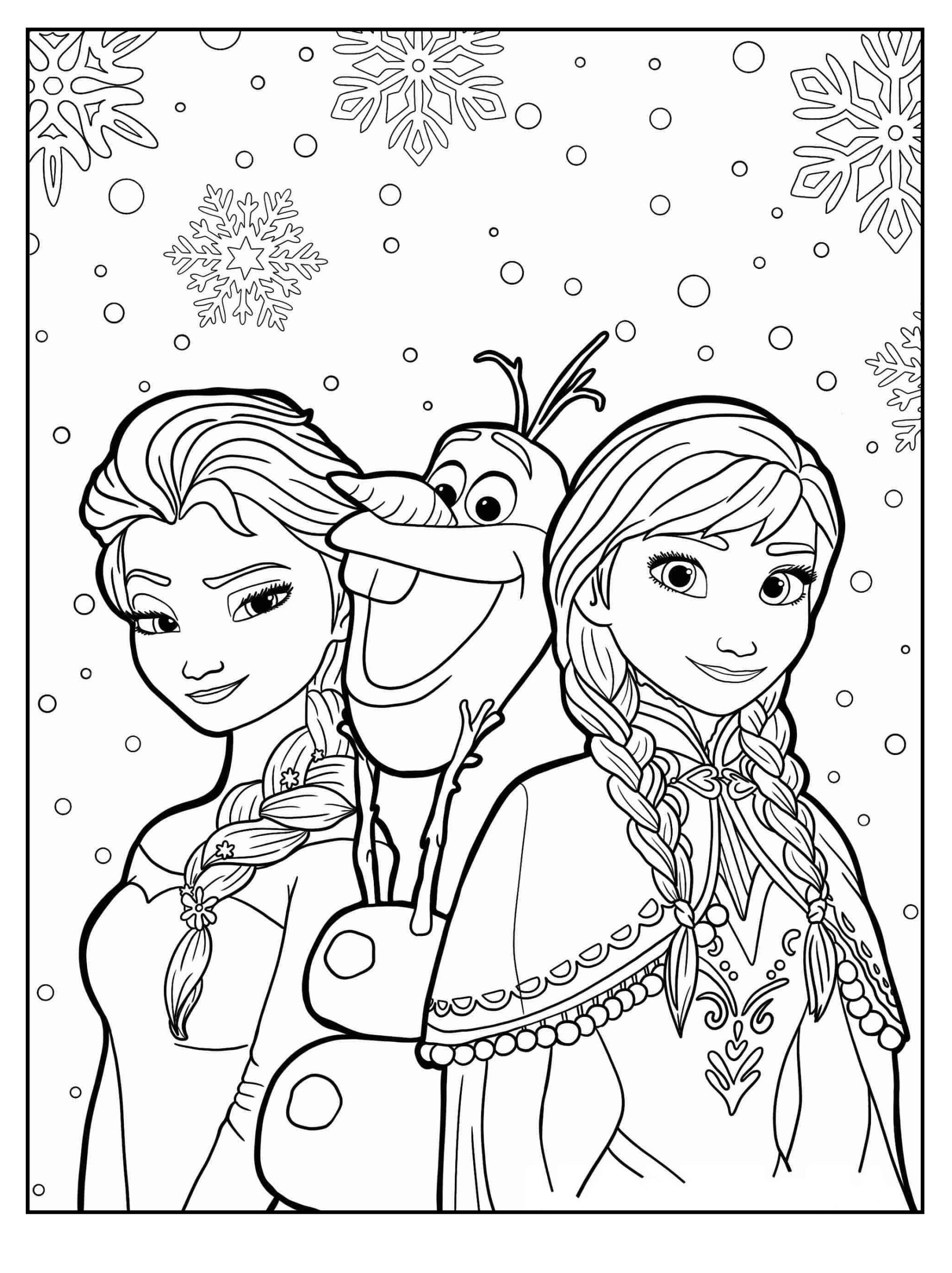 Ausmalbilder Frozen Elsa Anna und Olaf