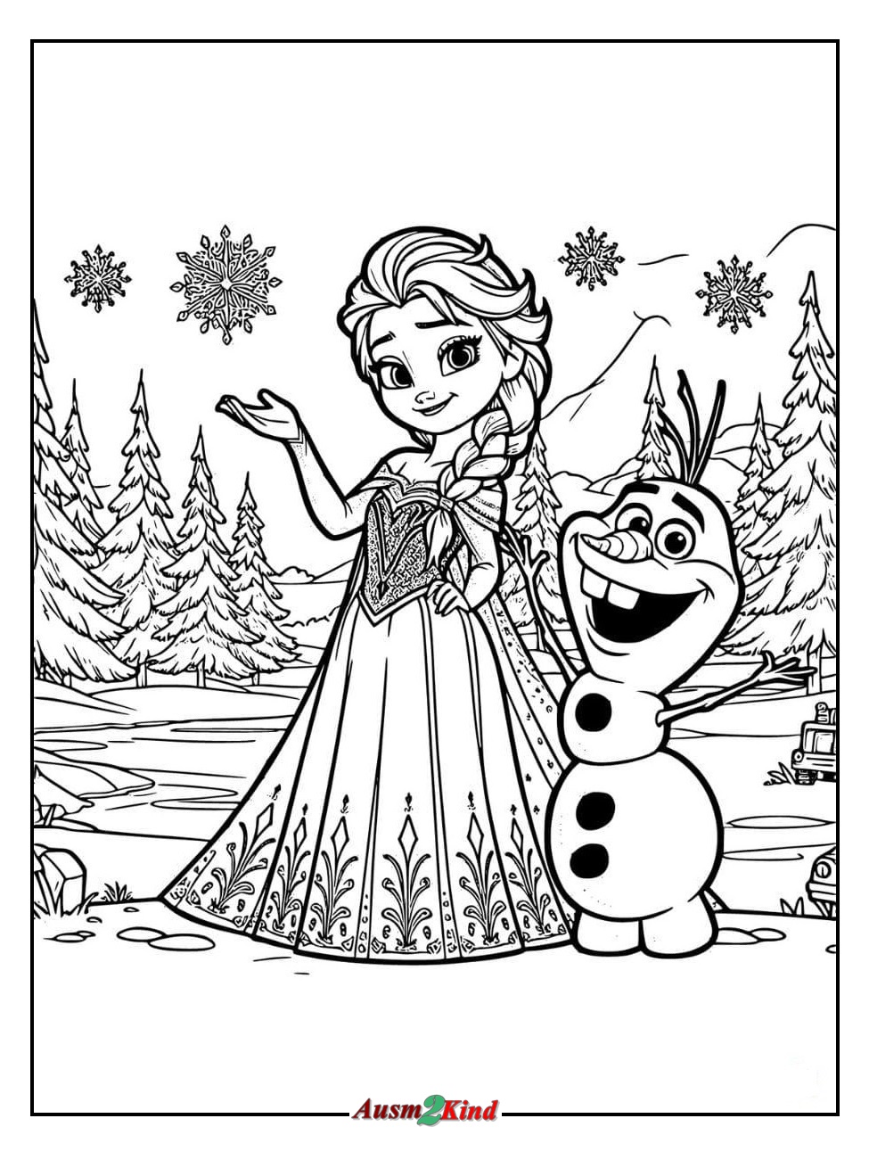 Ausmalbilder Frozen und Olaf Kostenlos zum Ausdrucken und Herunterladen