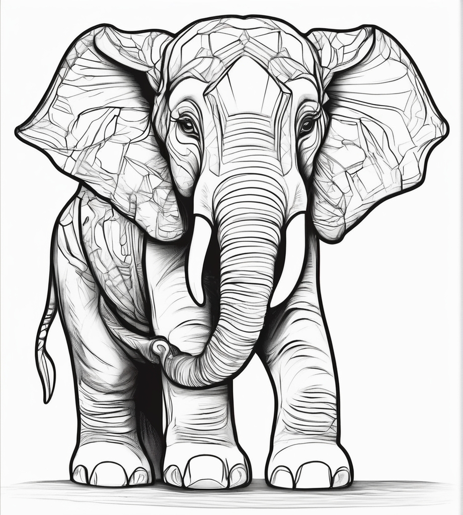 Malvorlagen Elefant mit großem Rüssel
