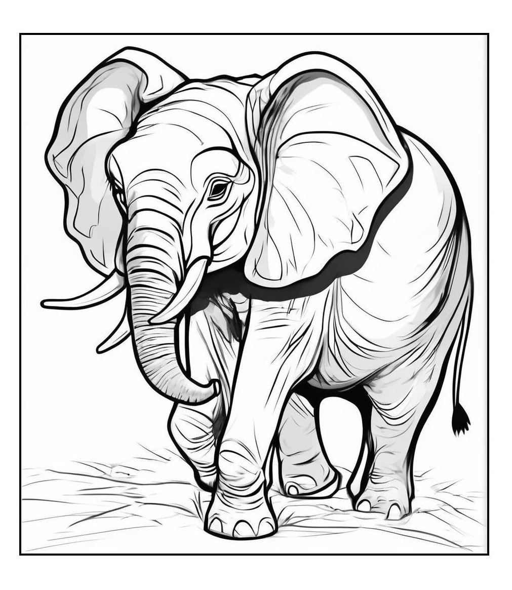 Ausmalbild Elefant mit großen Ohren