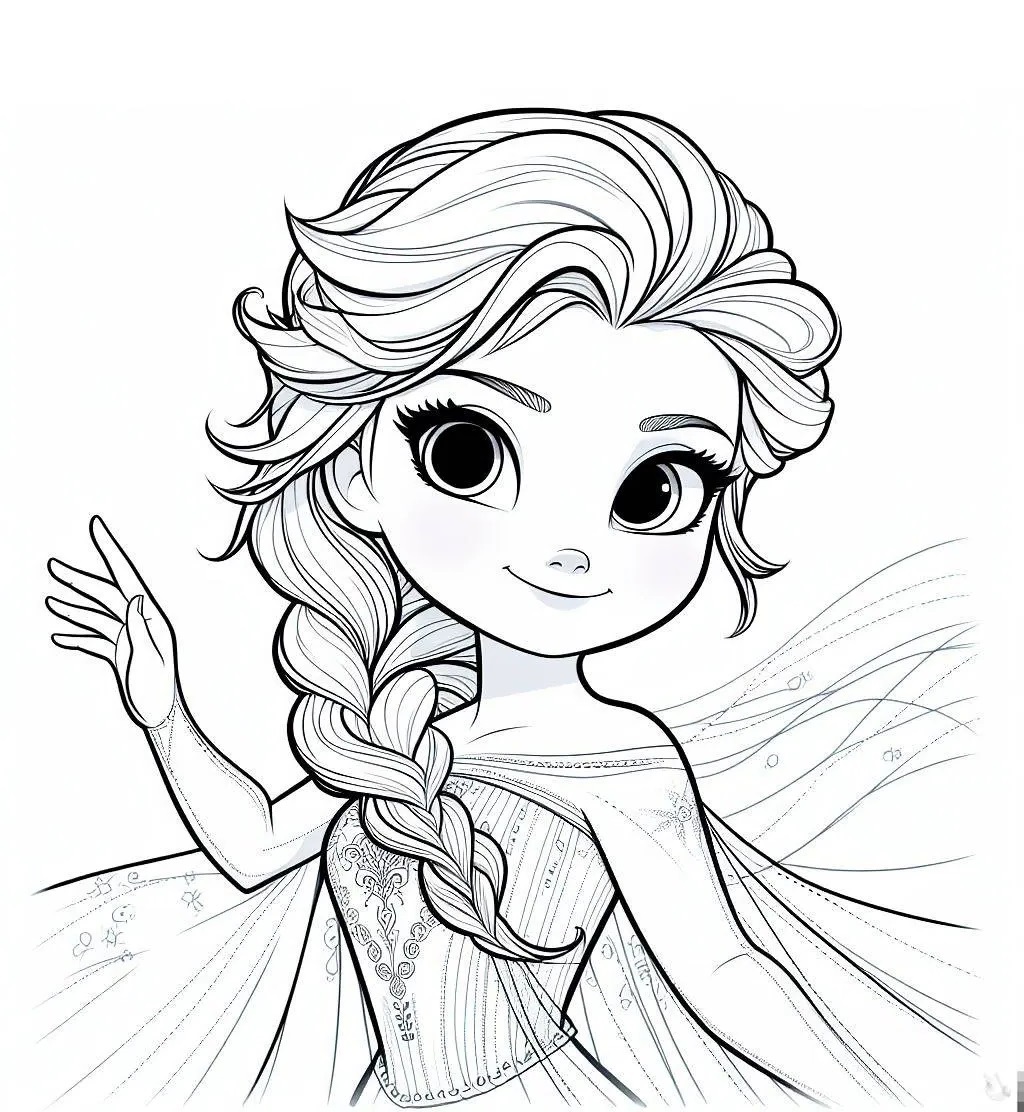 Süße Elsa Ausmalbild zum Ausdrucken