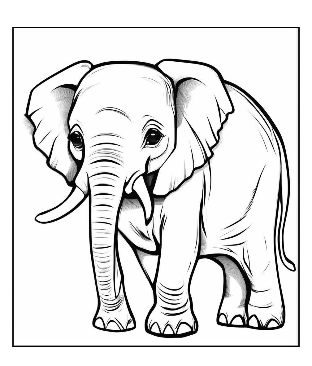 Freundlicher Elefant Ausmalbild zum Ausdrucken