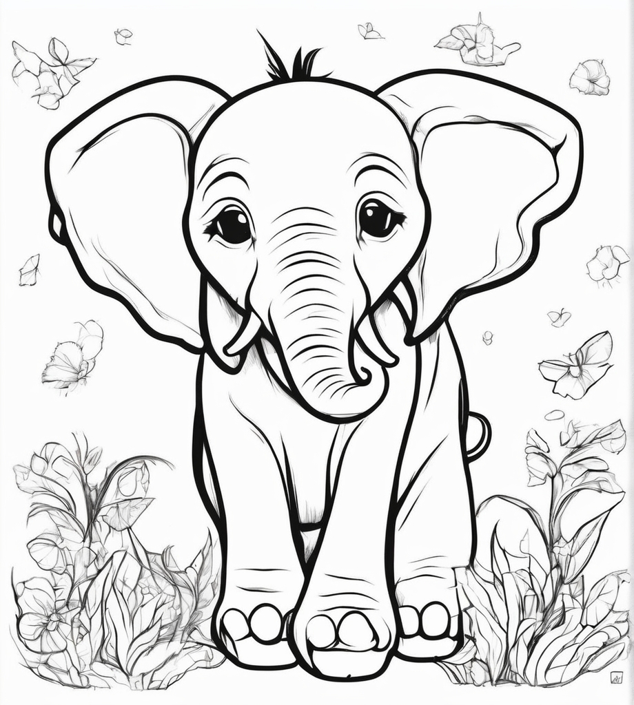 Kleiner Elefant Ausmalbilder für Kinder