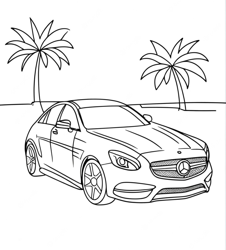 Ausmalbild Mercedes AMG zum Ausdrucken - Kostenlos