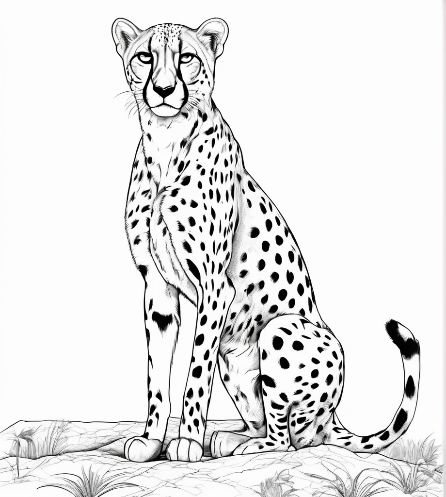 Ausmalbild Gepard in freier Wildbahn