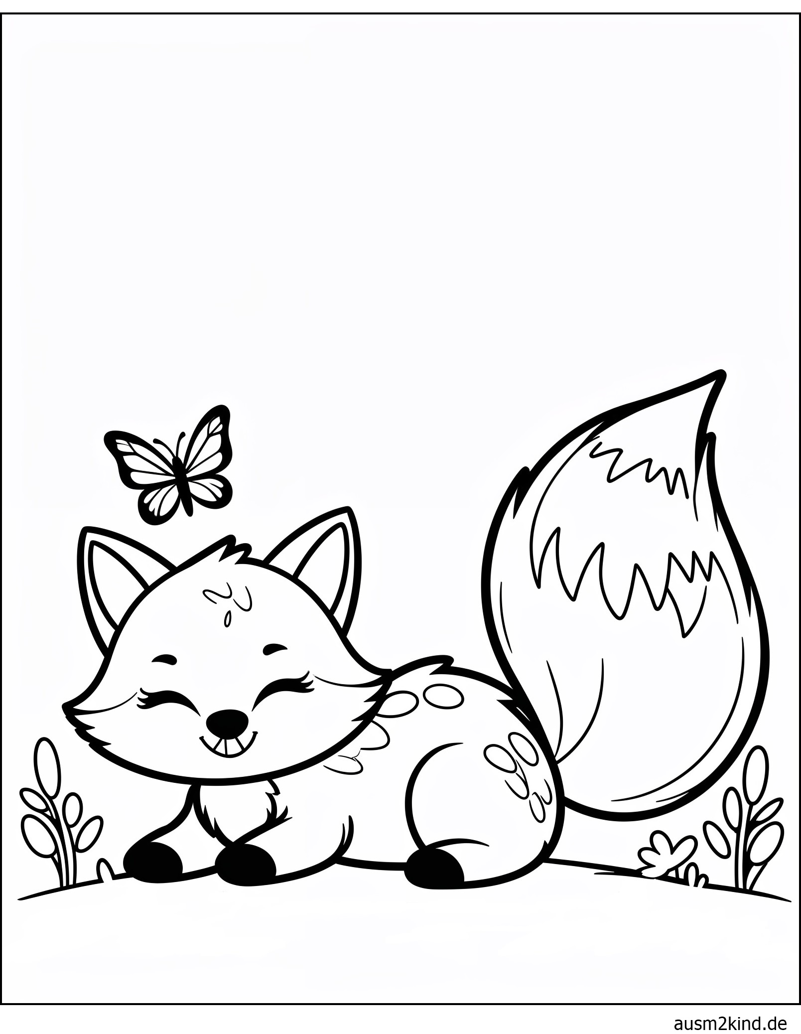 Fuchs schläft Ausmalbild kostenlos