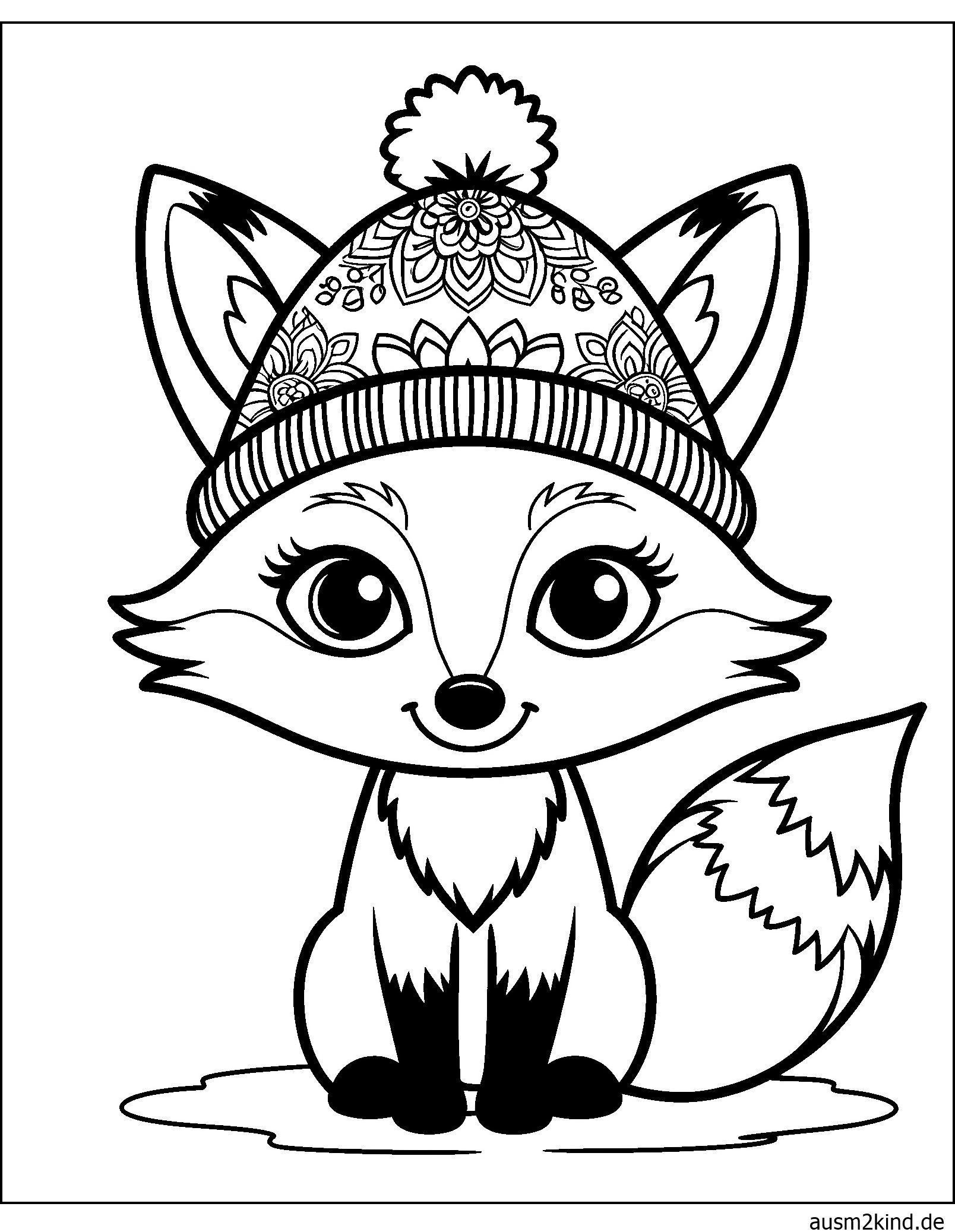 Fuchs im Winter Ausmalbild für Kinder