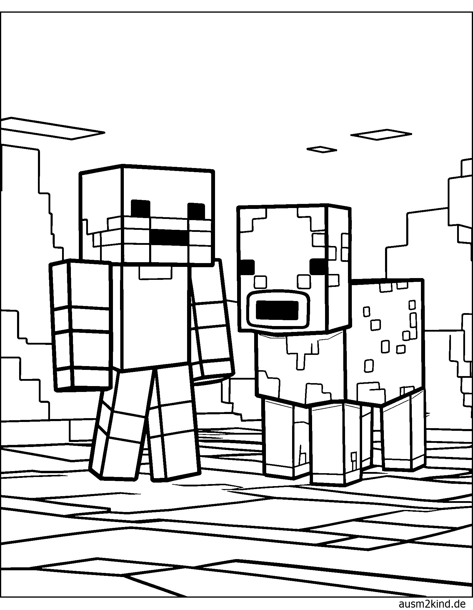 Minecraft Kuh Ausmalbild ausdrucken