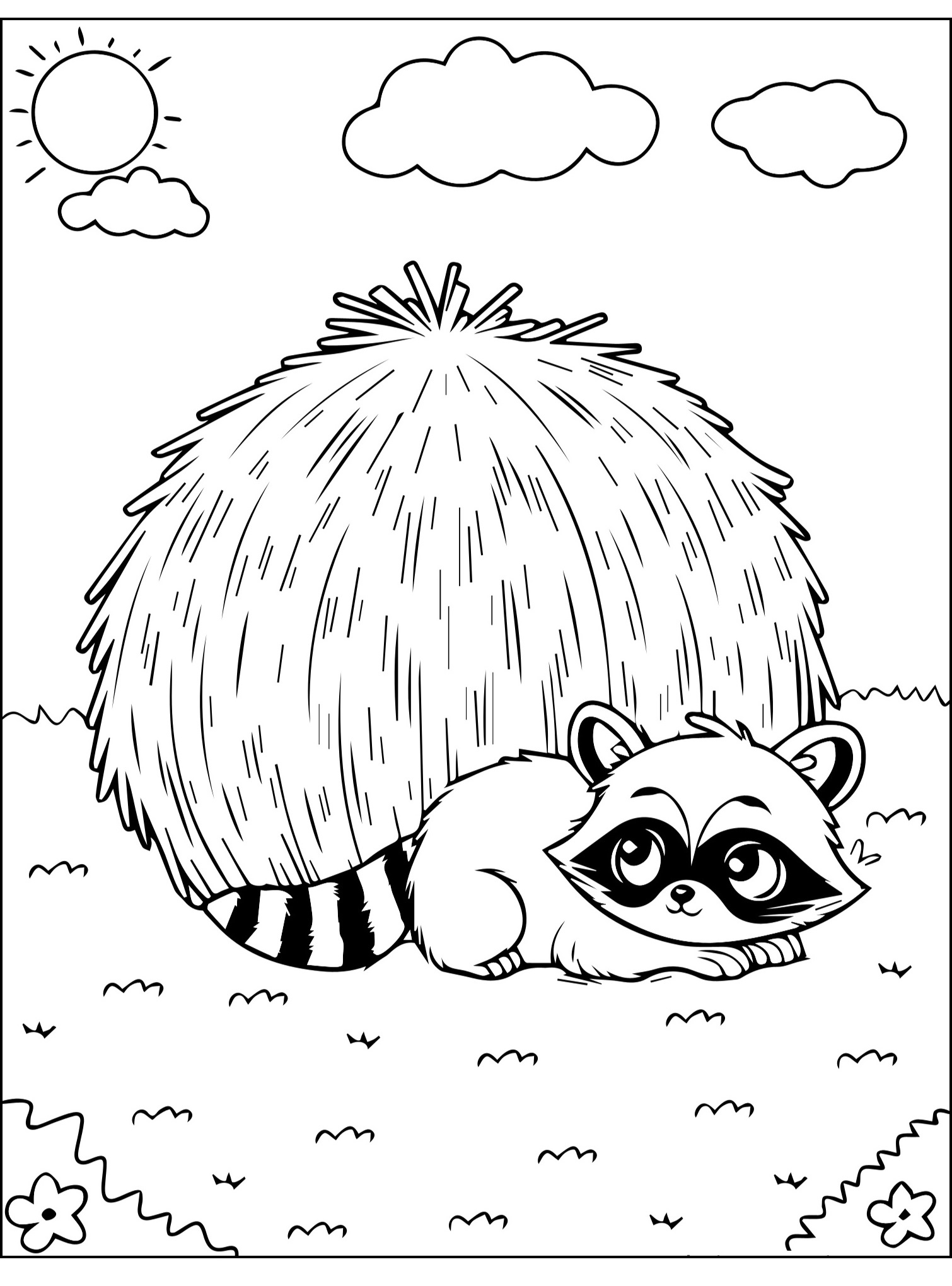 Waschbär Ausmalbild kostenlos Ausdrucken